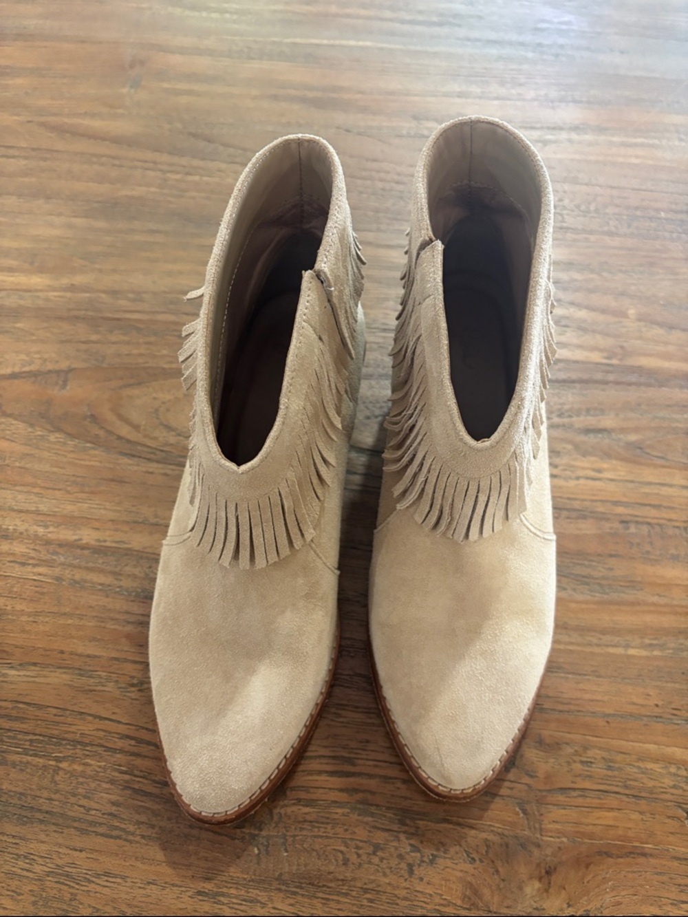 Joie Makena Tan Suede Fringe Ankle Boots